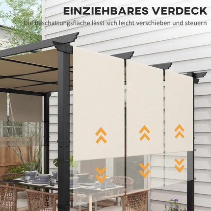 Izvelkama pergola 3x3,5m, tērauda rāmis, UV aizsardzība