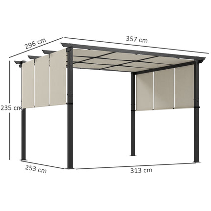 Izvelkama pergola 3x3,5m, tērauda rāmis, UV aizsardzība