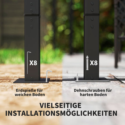Izvelkama pergola 3x3m, metāla rāmis, UPF30+ nojume