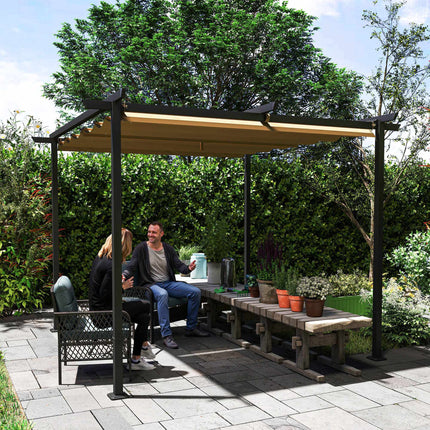 Izvelkama pergola 3x3m, metāla rāmis, UPF30+ nojume