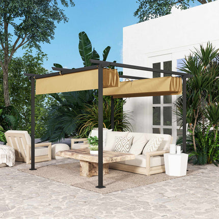 Izvelkama pergola 3x3m, metāla rāmis, UPF30+ nojume