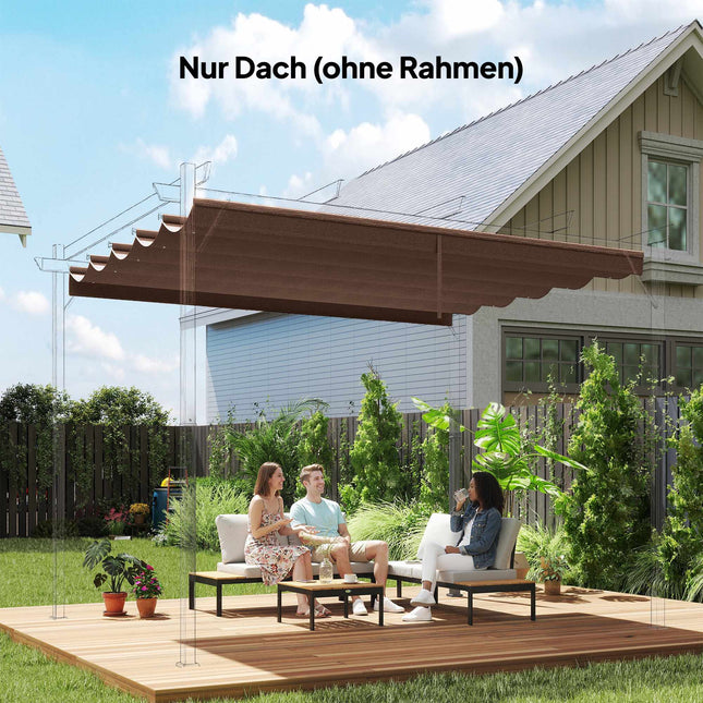 Izvelkama pergolas nojume 3x3m, laikapstākļiem izturīga, kafijas krāsā