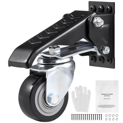 Retractable Workbench Caster Wheels Set of 4, 2.5 in, 360 Swivel