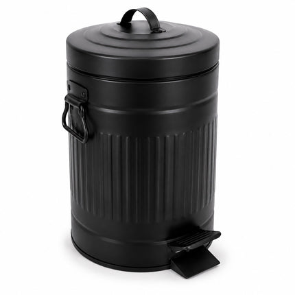 Retro Bathroom Pedal Bin 5 L with Soft-Close Lid, Black, Removable Inner Bin