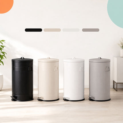 Retro Pedal Waste Bin 40 L with Soft-Close Lid, White, Iron