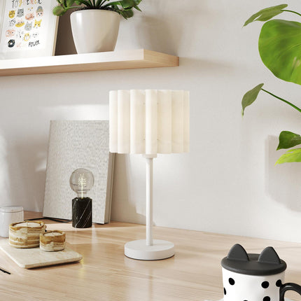 Retro stila galda lampa, balts plastmasas abažūrs, E27 ligzda