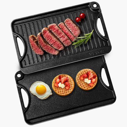 Reversible Cast Iron Grill Griddle, 14x8.5 in, Pre-Seasoned