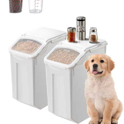 Rice Storage Containers 2-Pack, 20L Each, Airtight, Wheels, 2 Cups