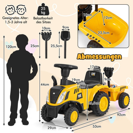Braucamtraktors ar noņemamu piekabi un rotaļlietām