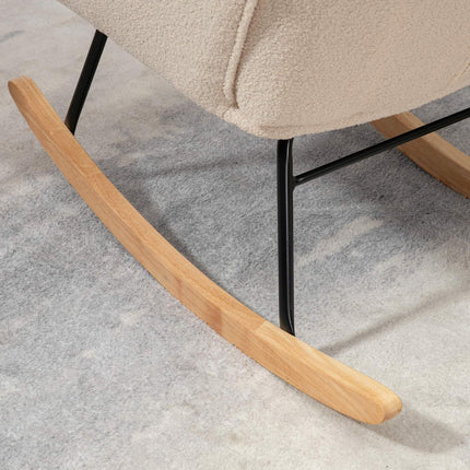 Beige berber fleece rocking chair - 120 kg capacity, bedroom