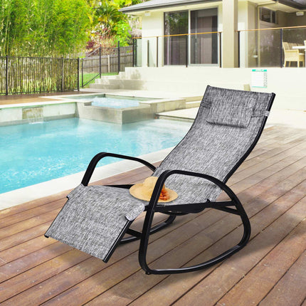 Šūpuļkrēsls ar regulējamu atzveltni, kāju balsts, šūpuļkrēsls ar spilvenu, dārza dīvāns, Textline pelēks, 64 x 69 x 108 cm, terasei un balkonam |