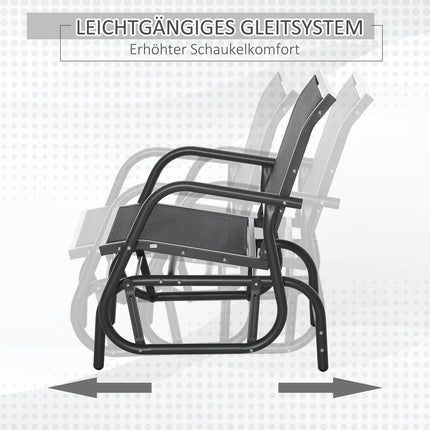 Šūpuļkrēsls, dārza dārza krēsls, atpūtas krēsls, dārza šūpoles, metāla šūpuļkrēsls terasei, balkonam, siets, melns, 75 x 66 x 85 cm