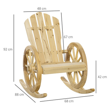 Šūpuļkrēsls, Rustiskais Atpūtas Krēsls, Dārza Krēsls Ar Riteņu Dizainu, Šūpuļkrēsls, Masīvkoks, Dabīgs Koks, 68 X 88 X 92 Cm