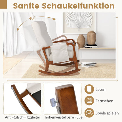 Šūpuļkrēsls ar pufu, ergonomisks dizains, bēšs