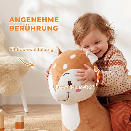 Rocking Horse in Deer Design with Animal Sounds, 3-Point Safety Belt, Brown
