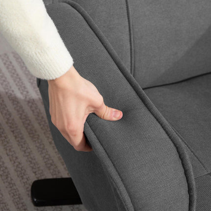 Recliner Chair with Footstool, Velvet-Look, Swivel, Grey