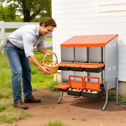 Roll Away Chicken Nesting Box, 6 Compartments With Legs