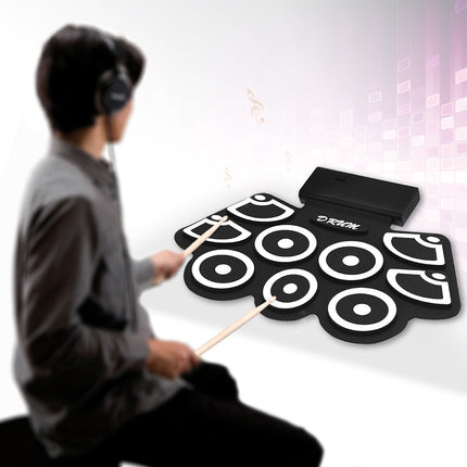 Sarullējams elektronisko bungu pads, USB MIDI, Bluetooth, austiņu ligzda