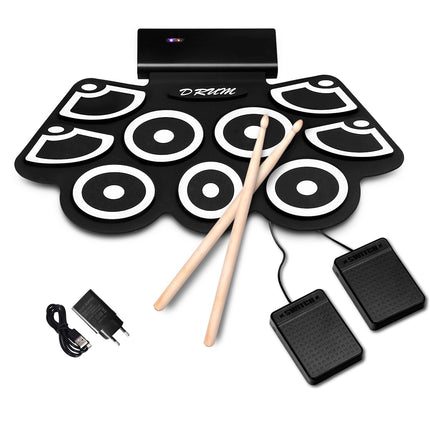 Sarullējams elektronisko bungu pads, USB MIDI, Bluetooth, austiņu ligzda