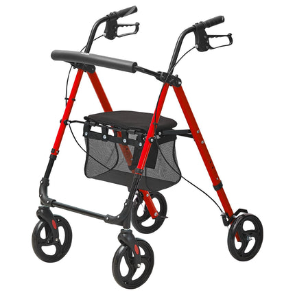 Rollator Walker, Foldable Aluminum, 8in Wheels, 300 lb