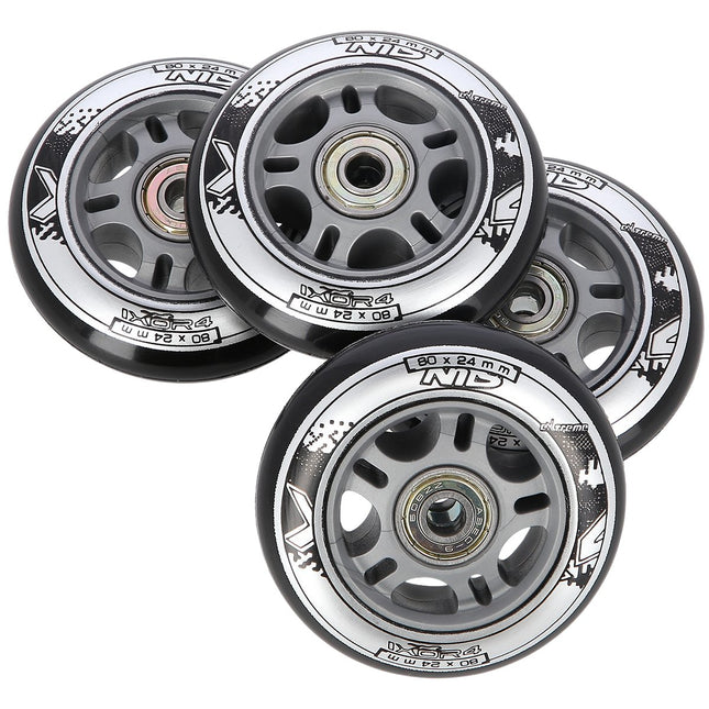 Skrituļslidu riteņi 80x24 mm melni, ABEC-9 gultņu komplekts