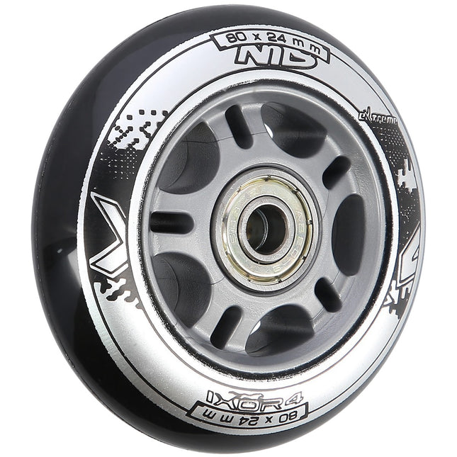 Skrituļslidu riteņi 80x24 mm melni, ABEC-9 gultņu komplekts
