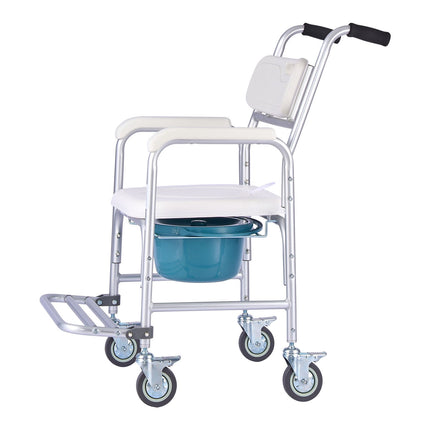 Rolling Bedside Commode Chair, 4-in-1, 159 kg Capacity