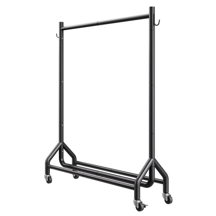 Rolling Clothes Rack, Carbon Steel, 90 kg, Shelves, Hooks