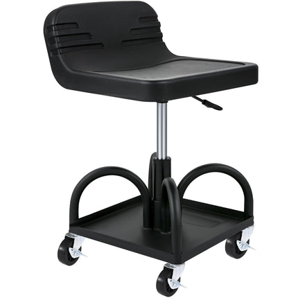 Rolling Garage Stool, 300 lb, Adjustable Height, Tool Tray
