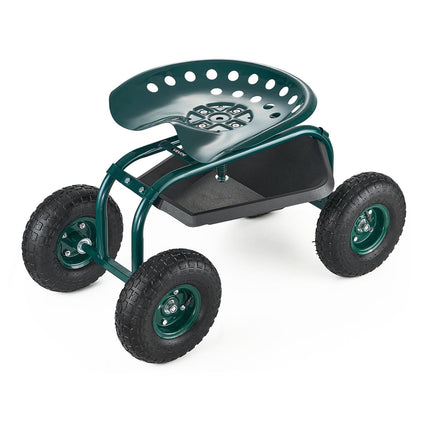 Rolling Garden Cart With Swivel Seat, 300 lb Capacity