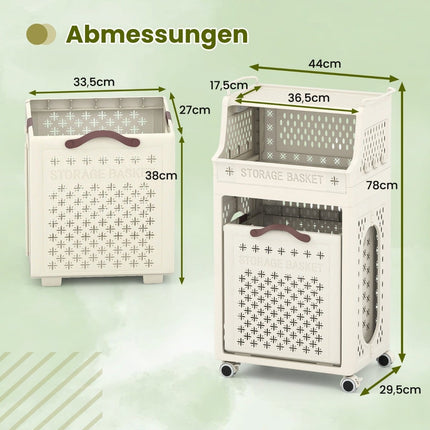 Veļas grozs ar plauktu, salokāms, bēšs, 30 l