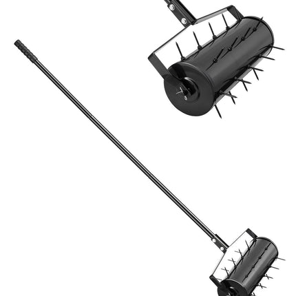 Rolling Lawn Aerator, 18-Inch, 27-Spike, Detachable Handle