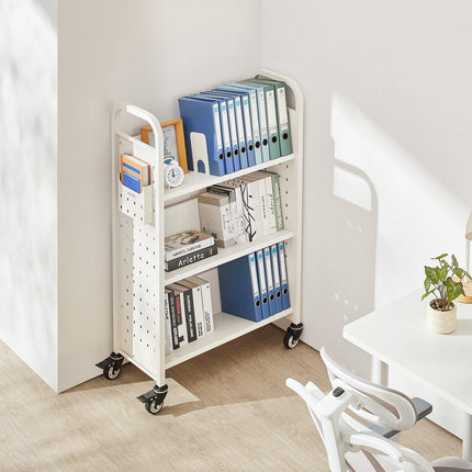 Rolling Library Book Cart, 150 Kg, 3-Tier, Locking Wheels