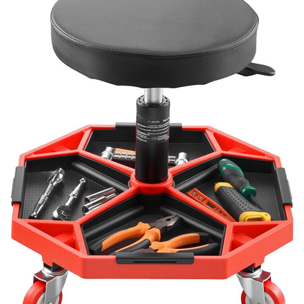 Rolling Mechanic Stool with Wheels, 300 lb, Tool Tray