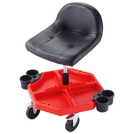 Rolling Mechanics Stool, Adjustable Height, Tool Tray, 5 in Casters