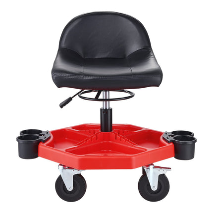 Rolling Mechanics Stool, Adjustable Height, Tool Tray, 5 in Casters