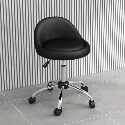 Riteņkrēsls, regulējams augstums, darba krēsls, 63-83 cm, grozāms krēsls ar riteņiem, grozāms salona krēsls, salona krēsls, mākslīgā āda, melna