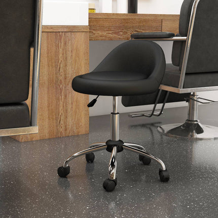 Riteņkrēsls, regulējams augstums, darba krēsls, 63-83 cm, grozāms krēsls ar riteņiem, grozāms salona krēsls, salona krēsls, mākslīgā āda, melna