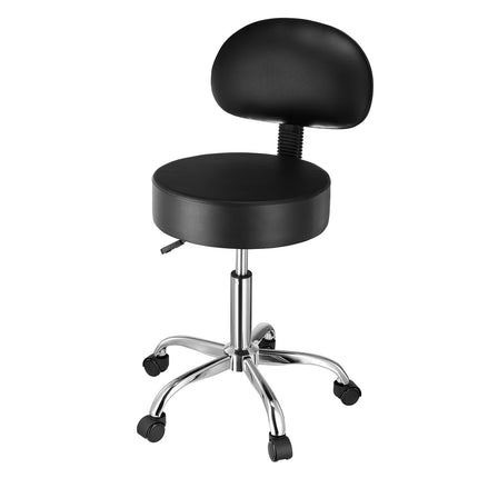 Rolling Stool With Backrest, 450 lb, Height Adjustable