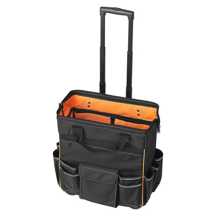 Rolling Tool Bag With Wheels, 110 lb, 25 Pockets