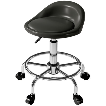 Riteņkrēsls ar regulējamu augstumu un atzveltni, grozāms krēsls, 59-75 cm, darba krēsls, 360° rotējošs krēsls, biroja krēsls, biroja salonam, masāžas spa, melns
