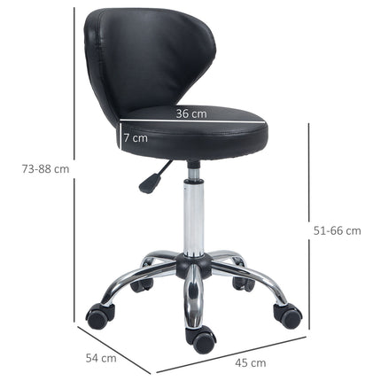 Masāžas krēsls ar ritošo krēslu - rotējošs darba krēsls par 360° - sēdekļa augstums regulējams 49-64 cm, ergonomiska atzveltne - hromēts metāls ar melnu mākslīgās ādas apdari