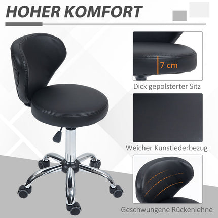 Masāžas krēsls ar ritošo krēslu - rotējošs darba krēsls par 360° - sēdekļa augstums regulējams 49-64 cm, ergonomiska atzveltne - hromēts metāls ar melnu mākslīgās ādas apdari