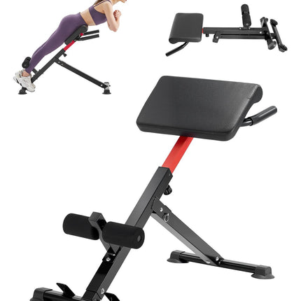 Roman Chair Hyperextension Bench, 250 lb Adjustable Foldable