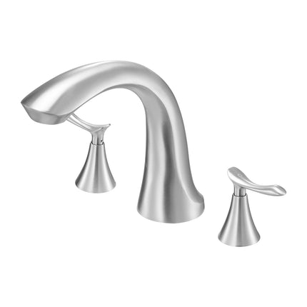 Roman Tub Faucet, 3-Hole Waterfall, 2-Handle, Brushed Stainless Steel