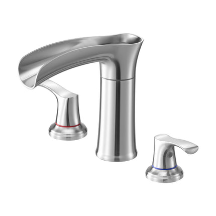 Roman Tub Faucet, 3-Hole Waterfall, Dual Handle, Silver