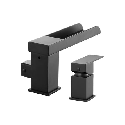 Roman Tub Faucet, 3-Hole Waterfall, Hand Shower, Matte Black