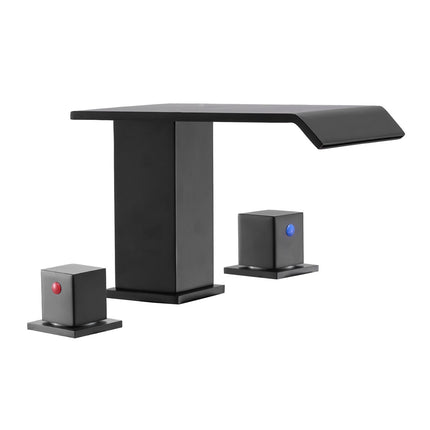 Roman Tub Faucet, Waterfall 3-Hole Deck Mount, Matte Black