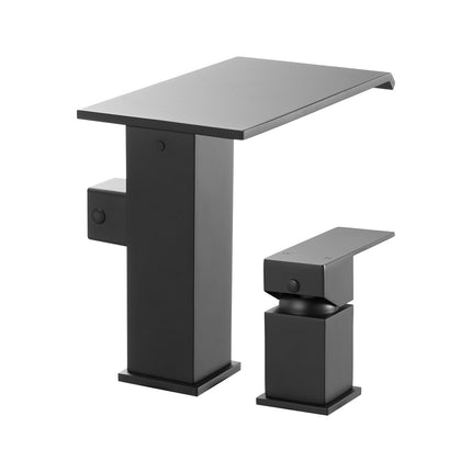 Roman Tub Faucet, Waterfall, Handheld Shower, Matte Black