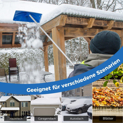 Jumta sniega tīrītājs ar riteņiem un plastmasas sniega lāpstu jumta sniega tīrītājam